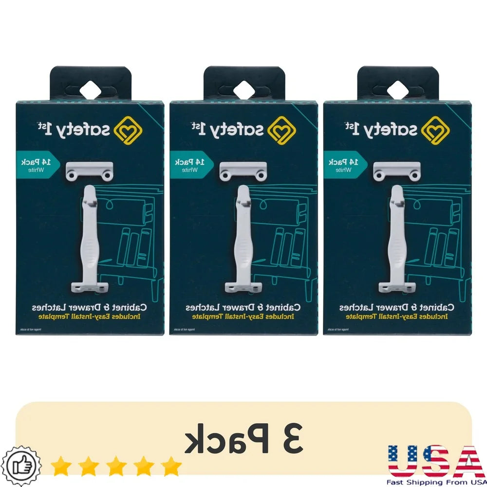 XMSJ 14 Pack Cabinet Drawer Latches For Safe Childproofing Homes - Safety First Gear 25
