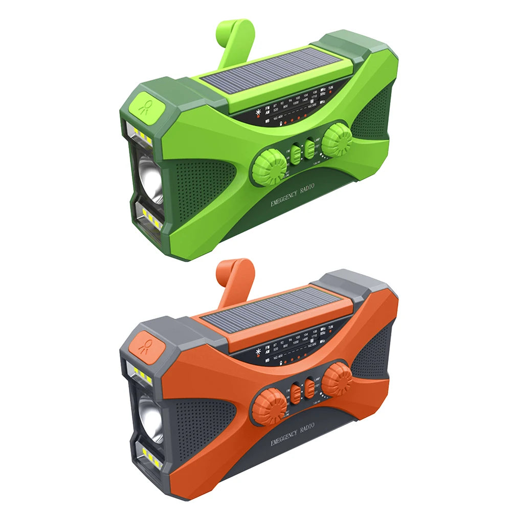 Portable 10000mAh Emergency Radio Solar Hand Crank LED Flashlight SOS Alarm - Safety First Gear 25
