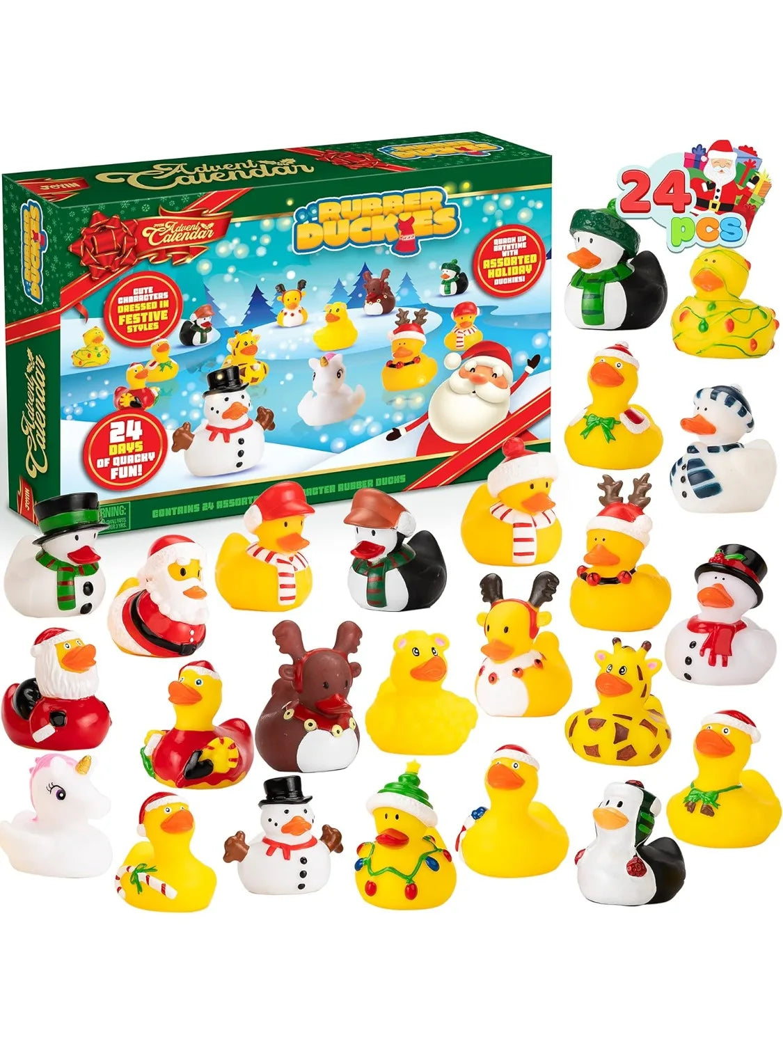Joyfy Christmas Advent Calendar Ducks 24 Days Countdown Rubber Ducks