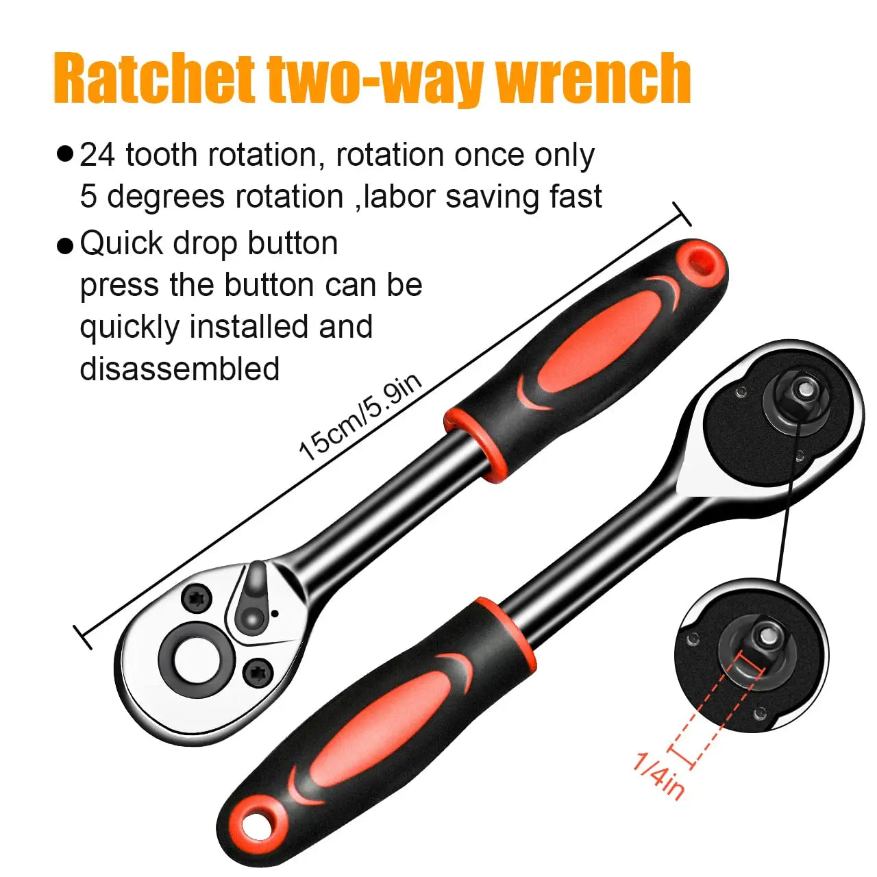 46 Piece Drive Socket Ratchet Wrench Set for Mechanics - Safety First Gear 25