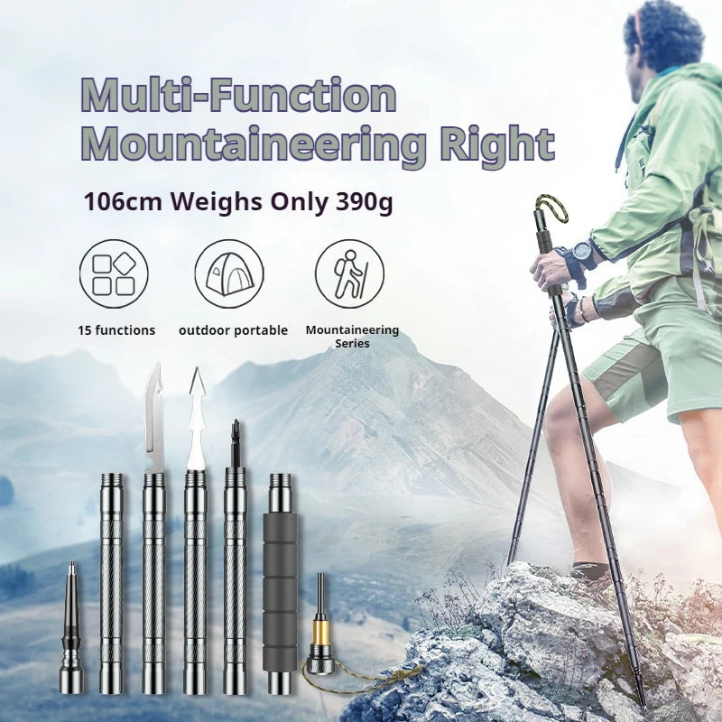 Adjustable Lightweight Tactical Hiking Poles with Multi Tool Features - Safety First Gear 25