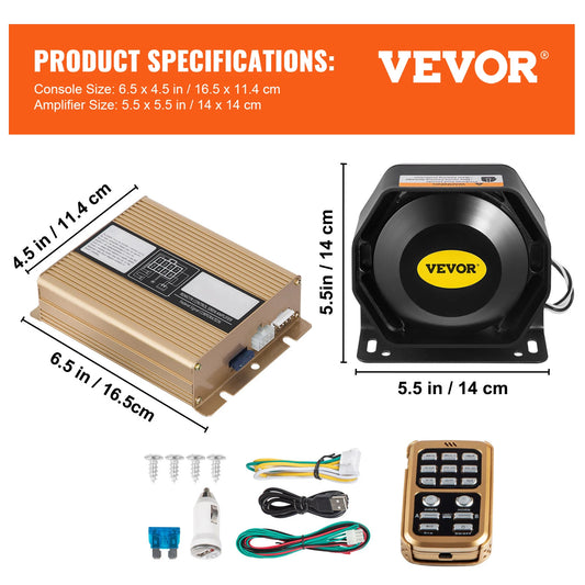 VEVOR 200W Vehicle Emergency Siren System With Remote Mic - Safety First Gear 25
