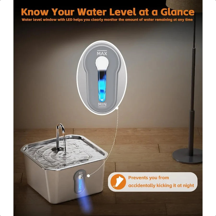 Hign-Concerned Stainless Steel Cat Water Fountain For Cats