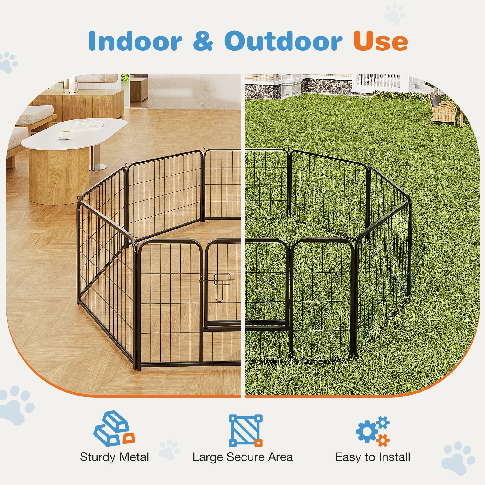 Heavy Duty Metal Dog Playpen for Indoor and Outdoor Use - Safety First Gear 25