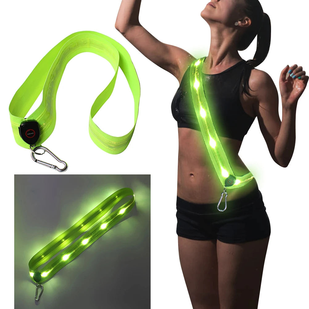 Rechargeable LED Reflective Running Belt For Men Women Night Safety Outdoors - Safety First Gear 25