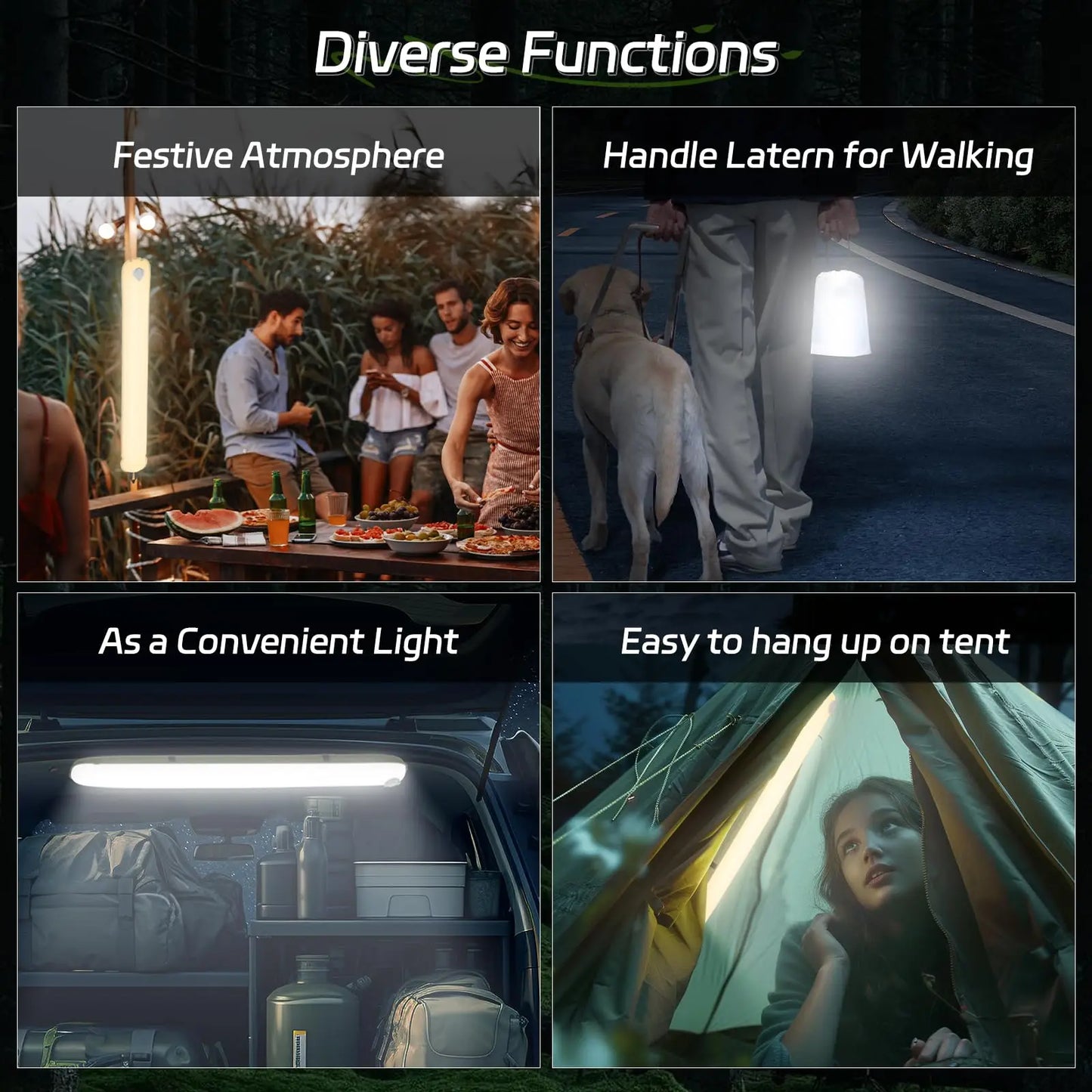 SELORSS Rechargeable Portable Camping Light Waterproof Tent Lamp