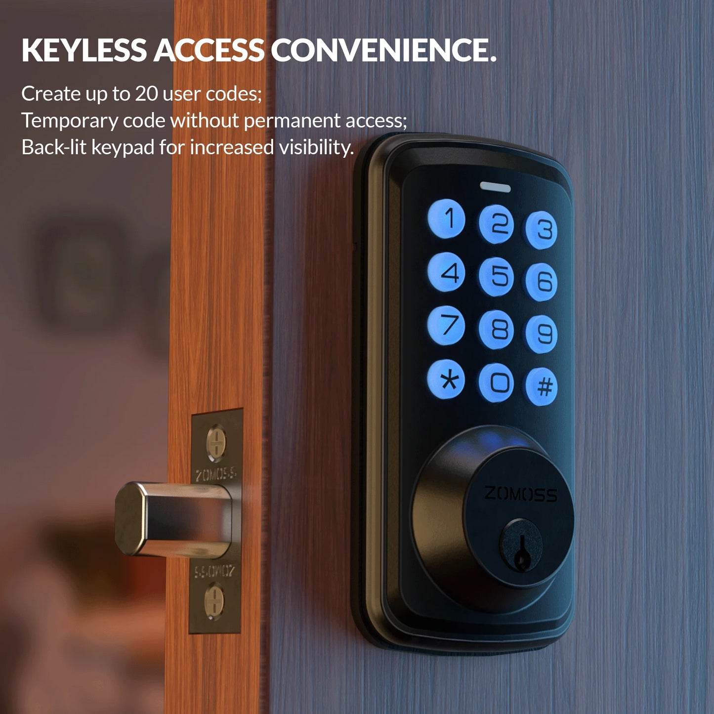 ZOMOSS Smart Keypad Door Lock With Anti-Peeking Password Features - Safety First Gear 25