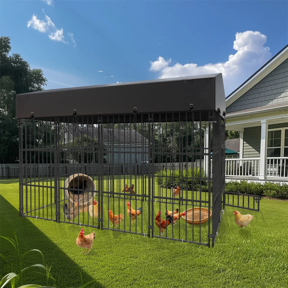 Heavy Duty Dog Kennel with Roof Cover for Secure Playtime - Safety First Gear 25