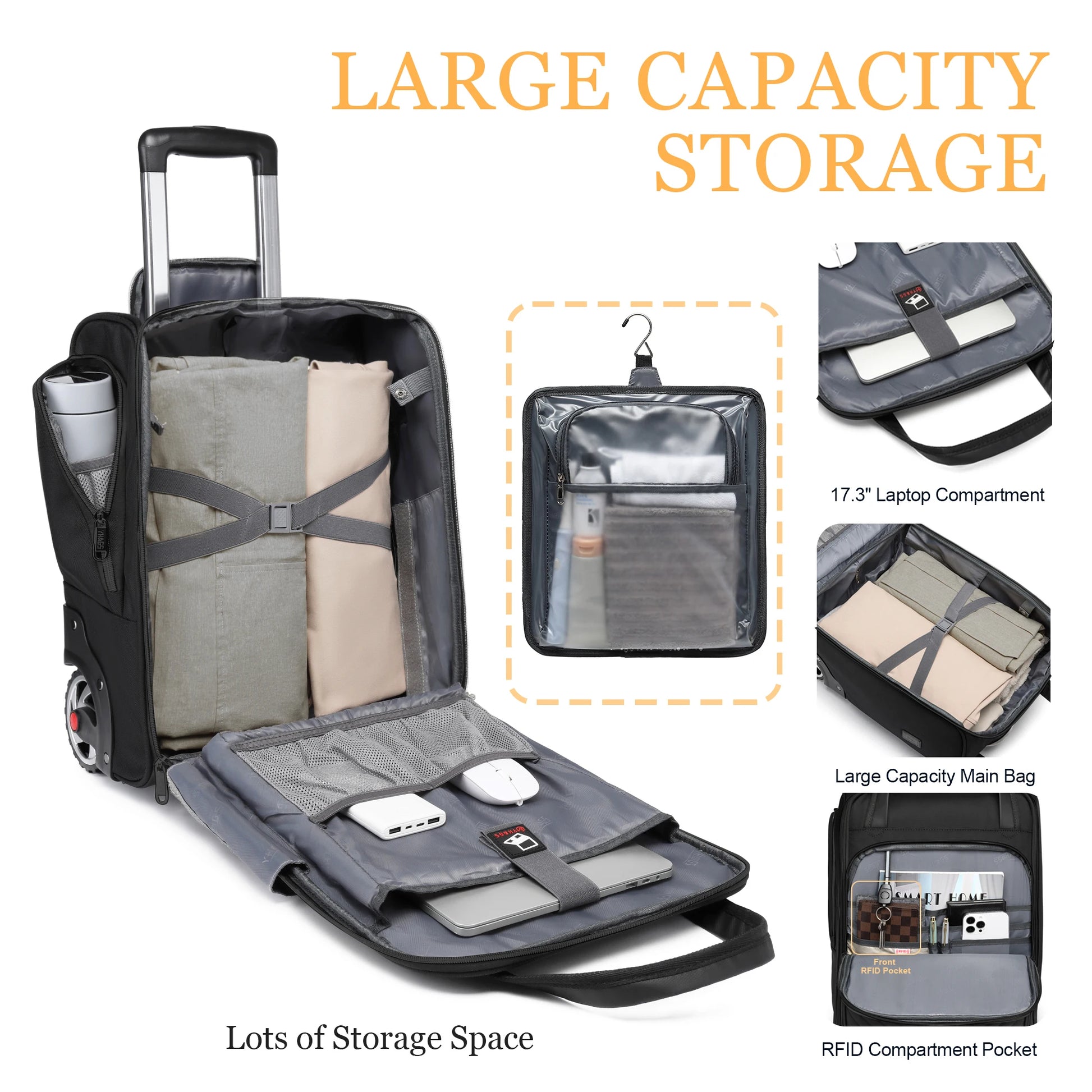 Business Travel Laptop Bag with Wheels for Men and Women - Safety First Gear 25