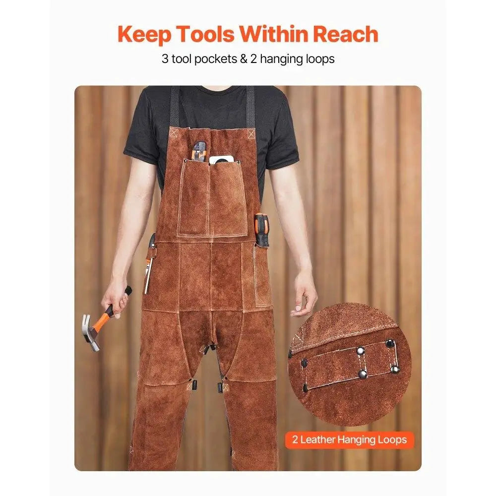 Heavy Duty Flame Resistant Cowhide Leather Welding Apron - Safety First Gear 25