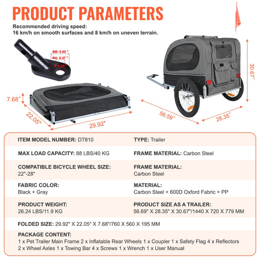 SucceBuy Dog Bike Trailer Carrier for Universal Bikes
