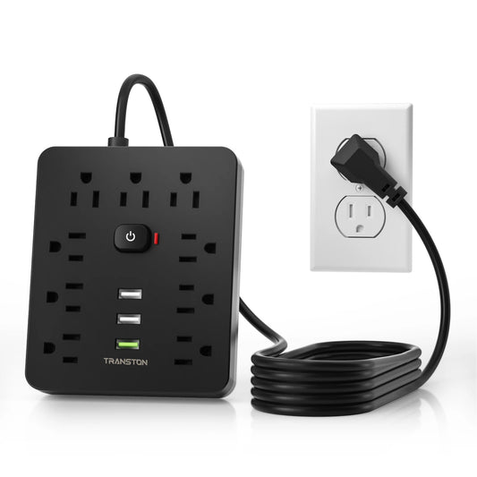 TRANSTON Power Outlet Surge Protector with USB Ports and Extension Cord - Safety First Gear 25