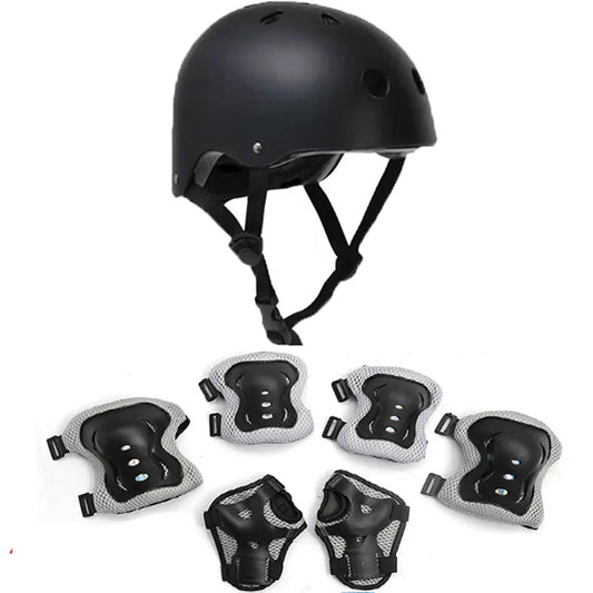 Hign-concerned Kids Safety Helmet Knee Elbow Pad Set Cycling