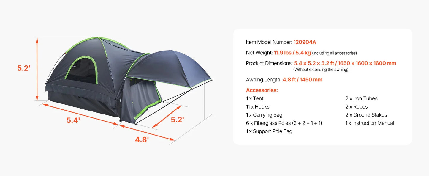 SucceBuy Pickup Truck Bed Tent for Camping Waterproof Expandable Awning - Safety First Gear 25