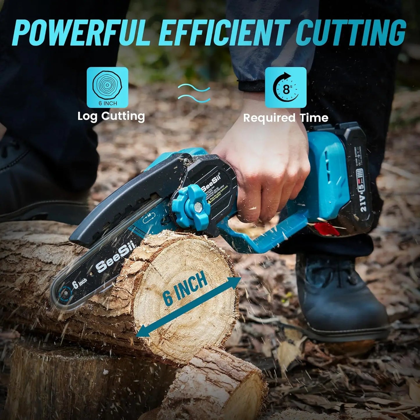 Seesii 2-In-1 Cordless Pole Saw And Mini Chainsaw - Safety First Gear 25