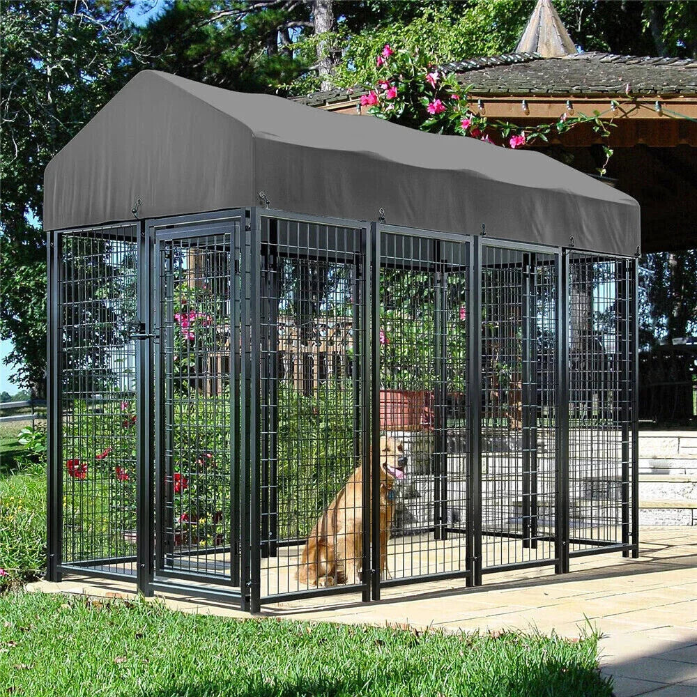 Heavy Duty Dog Kennel with Roof Cover for Secure Playtime - Safety First Gear 25