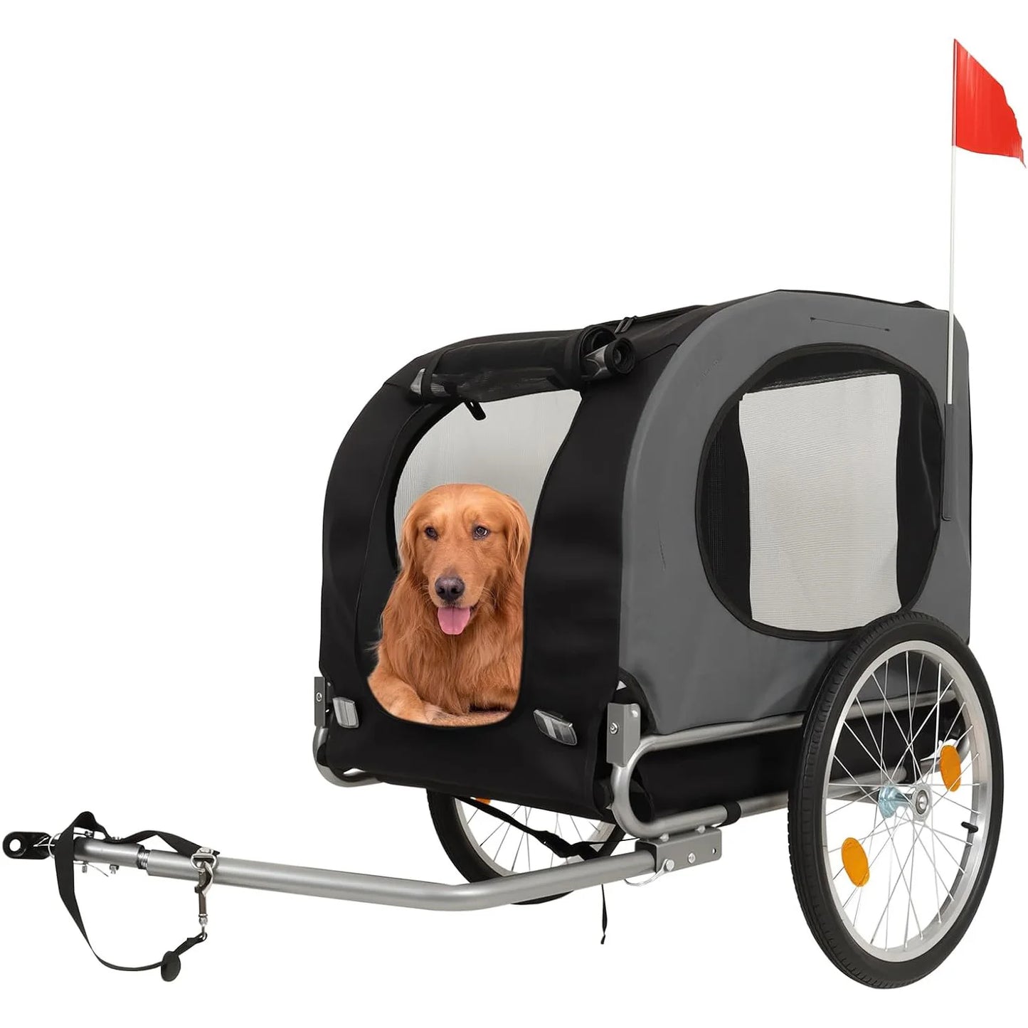 HiMISS Steel Dog Bike Trailer Universal Coupler Folding Pet Carrier