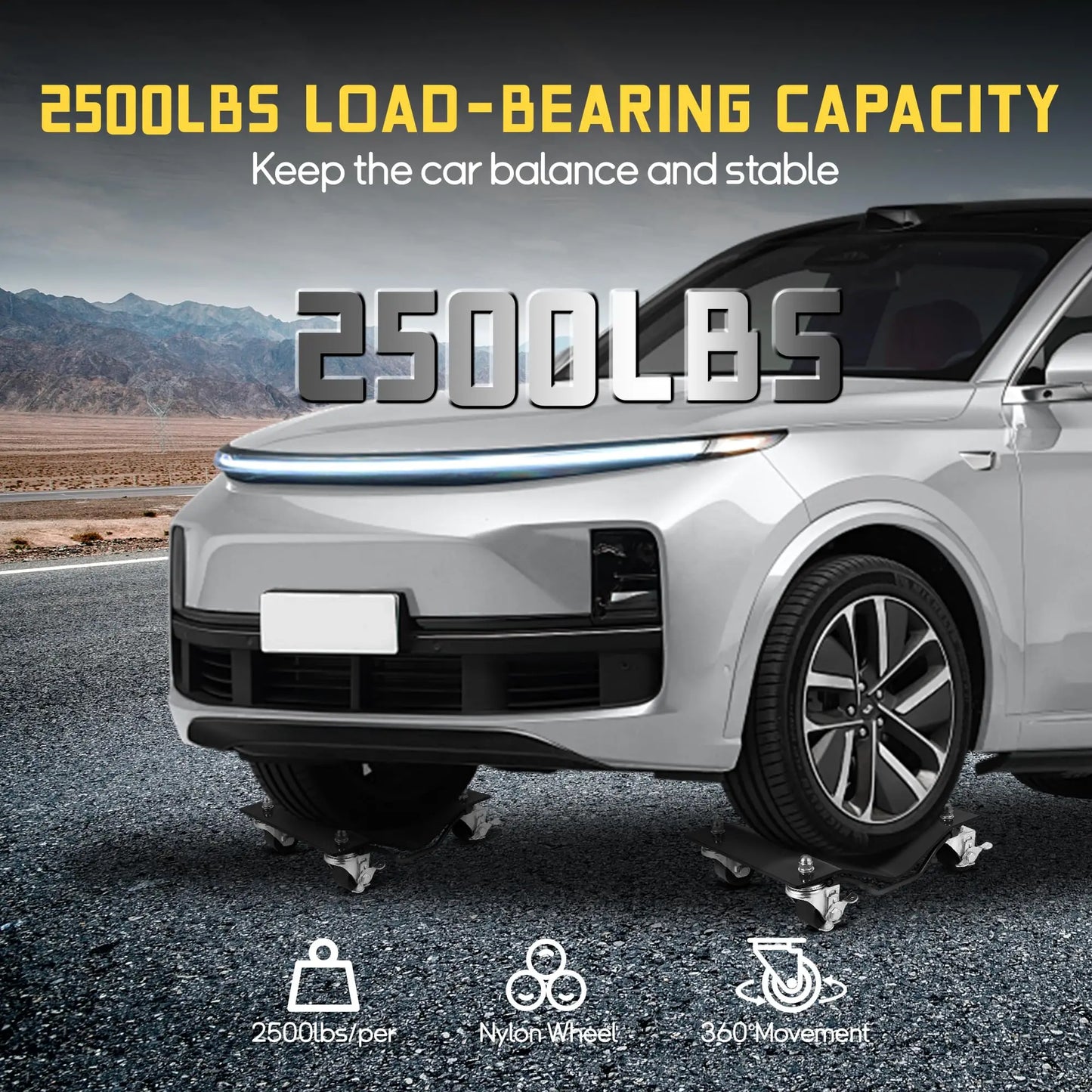 Studyset Car Dolly Set 2500 Lbs Capacity Wheel Dollies