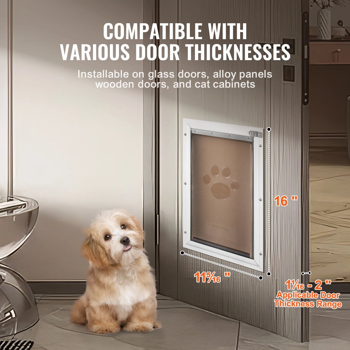 Dog Door Aluminum Frame Pet Door With Lock And Flap