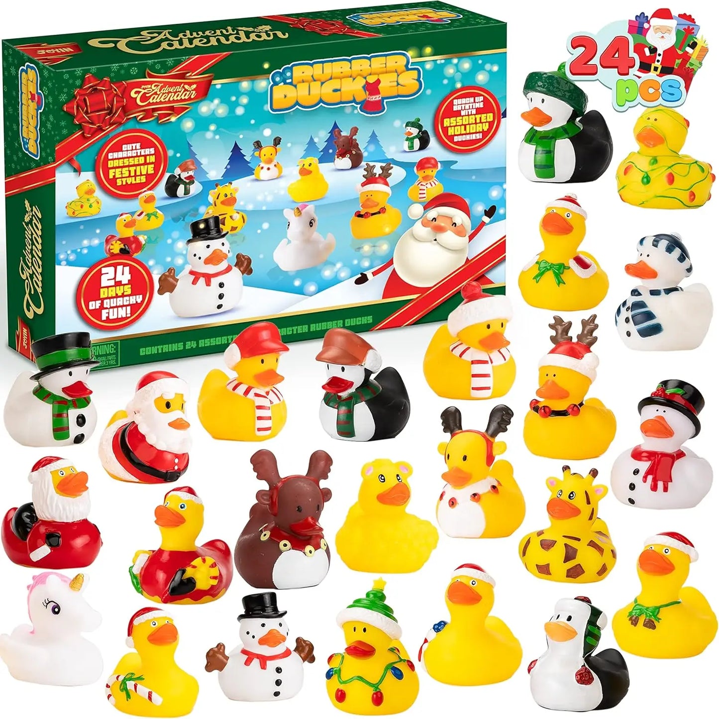 Joyfy Christmas Advent Calendar Ducks 24 Days Countdown Rubber Ducks