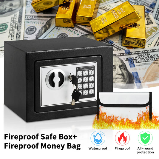Digital Safe Box with Fireproof Money Bag for Home Security - Safety First Gear 25