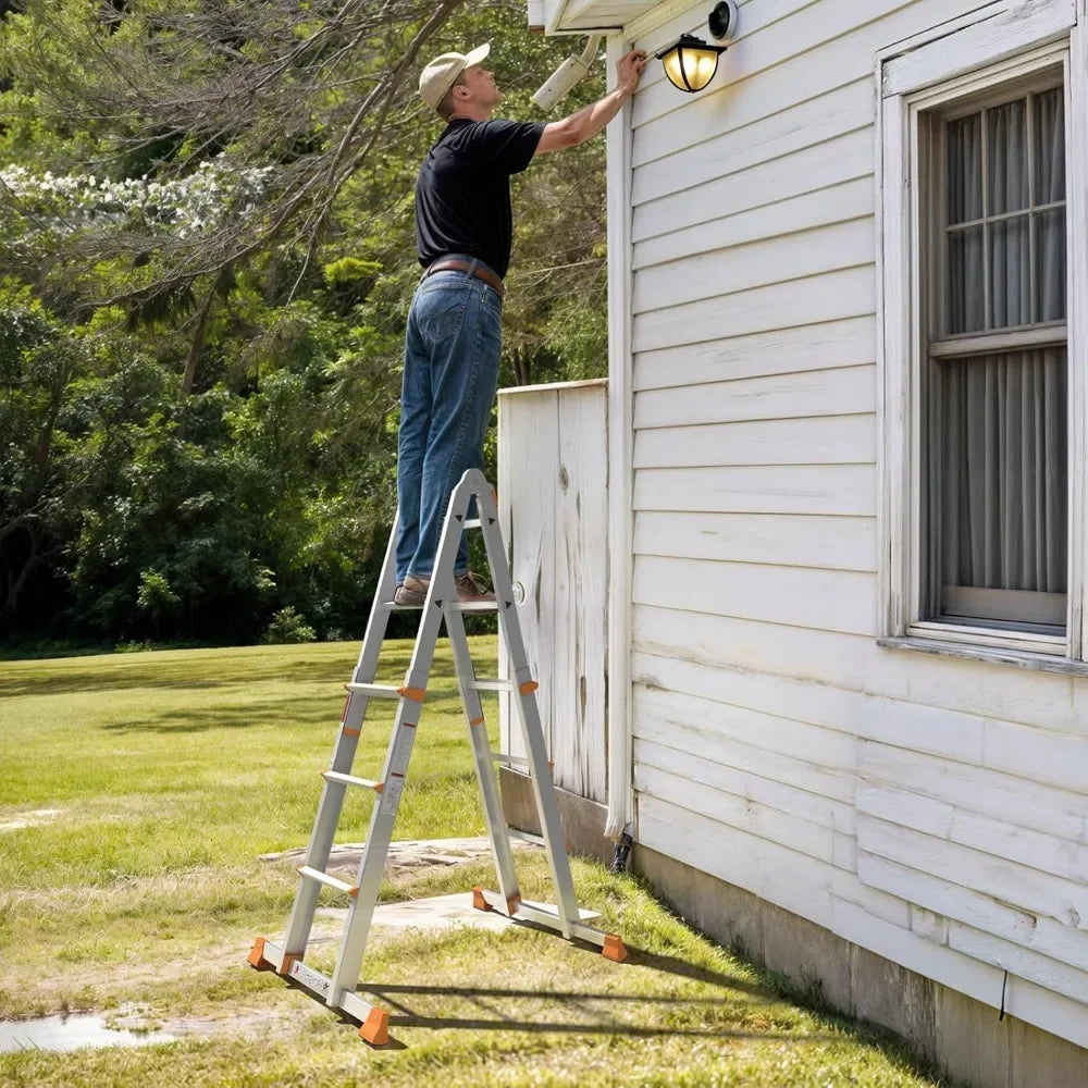 Aluminum Multi-Position Ladder With Stabilizer And Anti Slip Treads