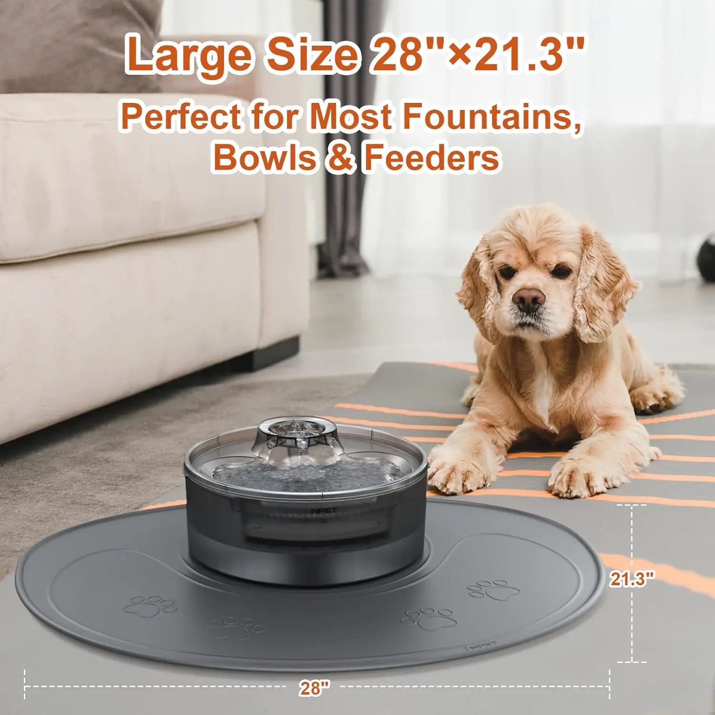 NPET Waterproof Silicone Dog Food Mat For DF10 Fountain - Safety First Gear 25