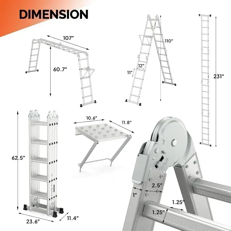 Hign-concerned Folding Ladder Multi Purpose Aluminum 7 In 1
