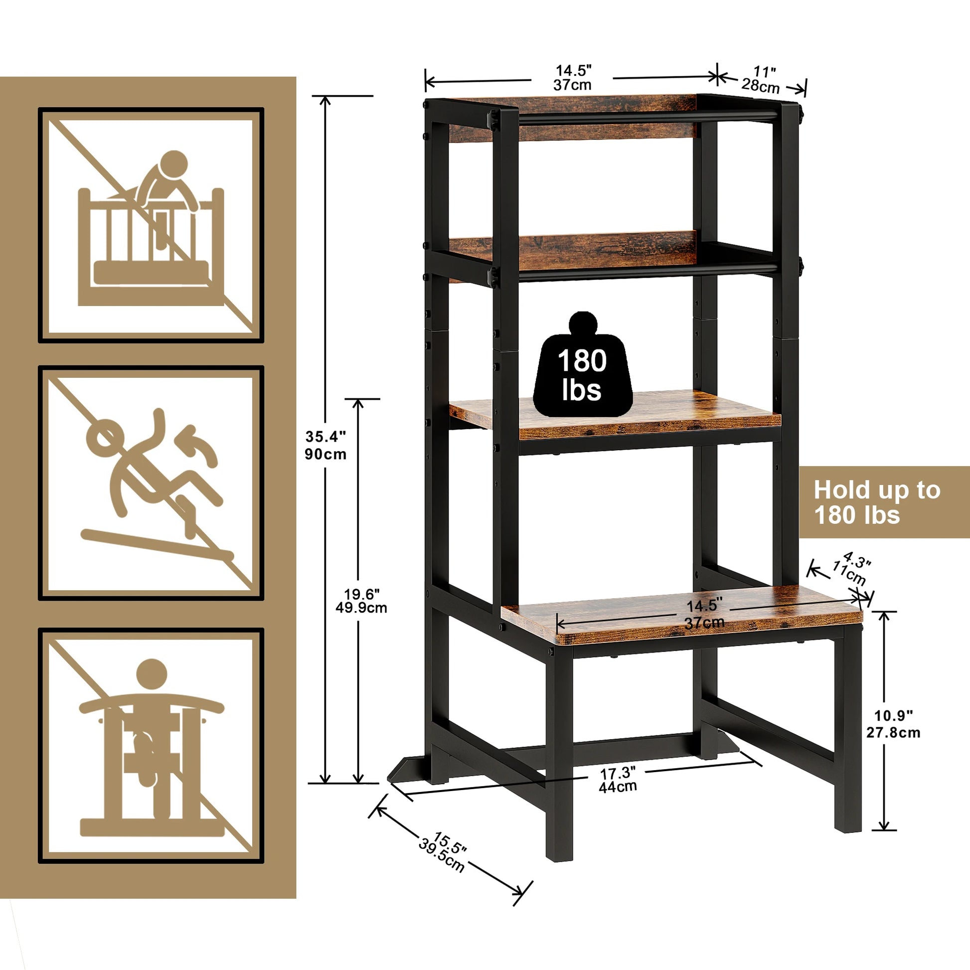 Hignconcerned Toddler Kitchen Step Stool Adjustable Tower - Safety First Gear 25