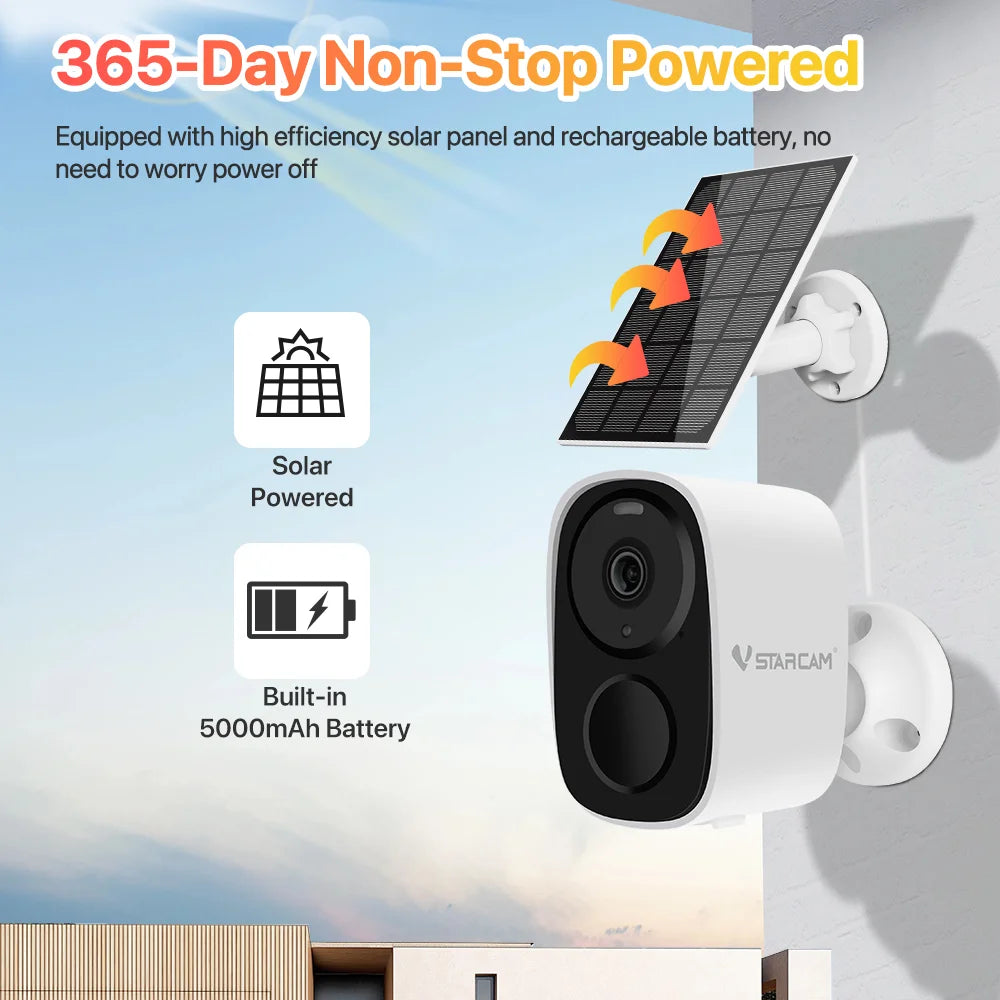 Vstarcam 2K Wireless Solar Security Camera with Two Way Audio - Safety First Gear 25