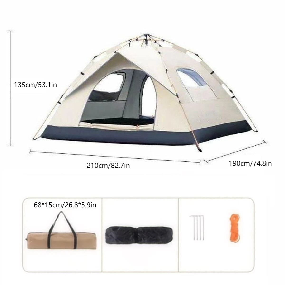 Premium Outdoor Sunshade Camping Tent with Dual Doors and Windows - Safety First Gear 25