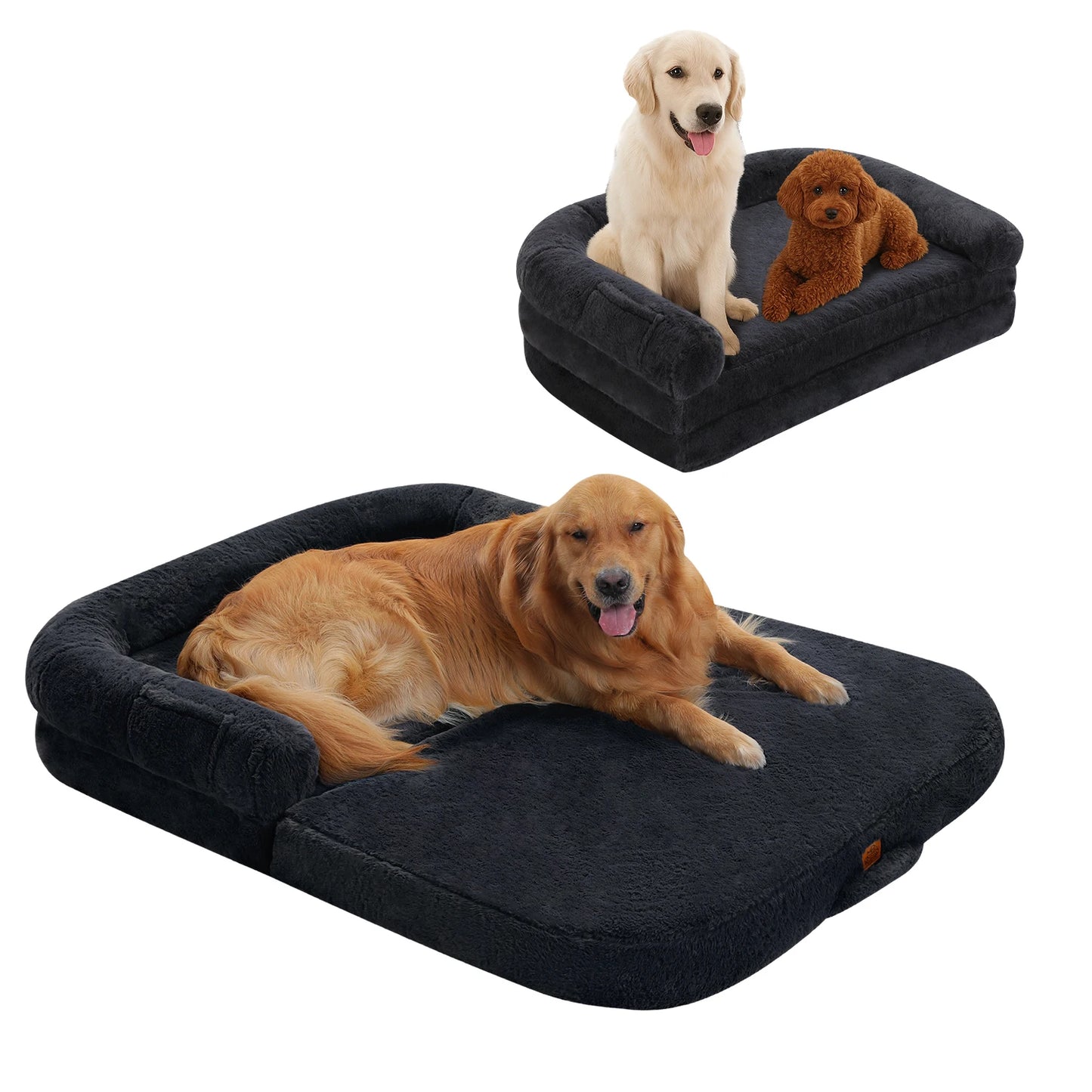 PAWZ Road Foldable Dog Bed For Large Dogs, Plush Washable Pet Sofa With Non Slip Bottom - Safety First Gear 25