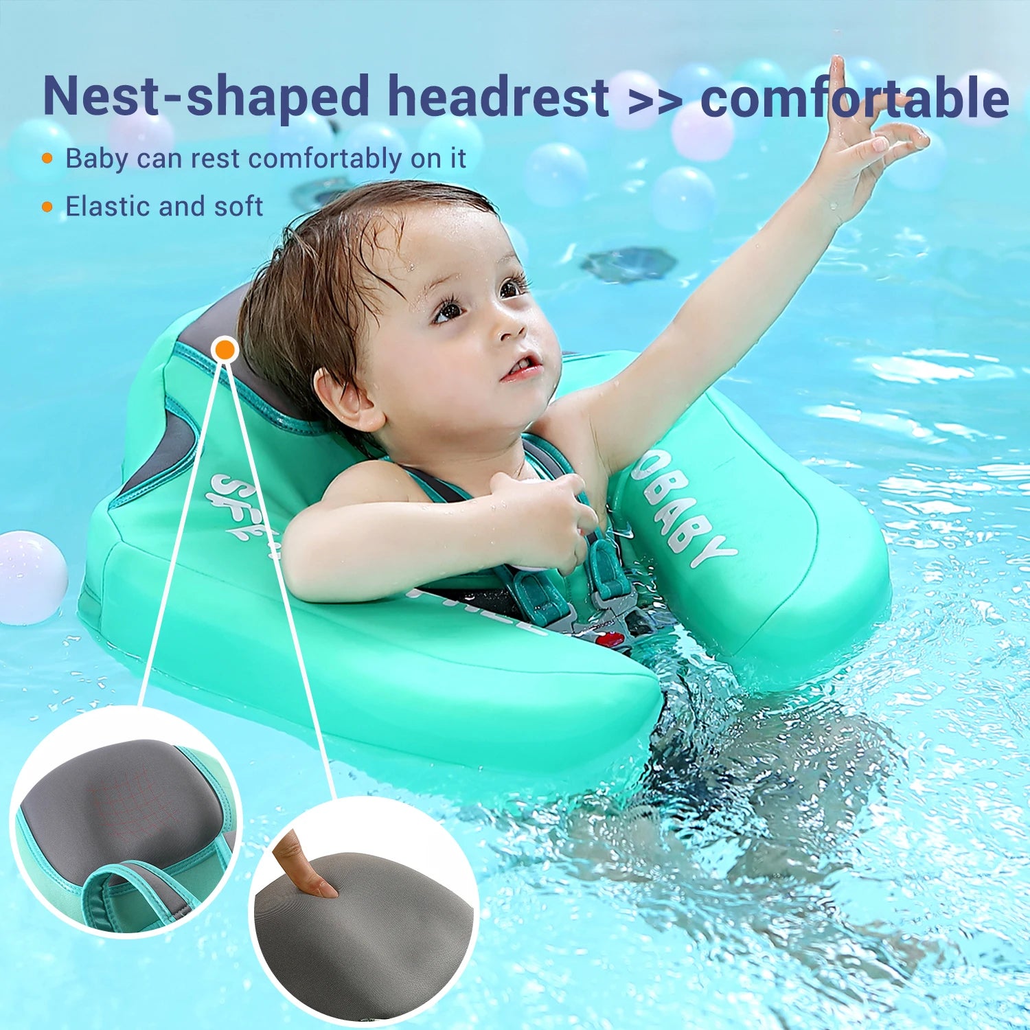 Mambobaby Safe Baby Float with Sunshade Canopy and Strap - Safety First Gear 25