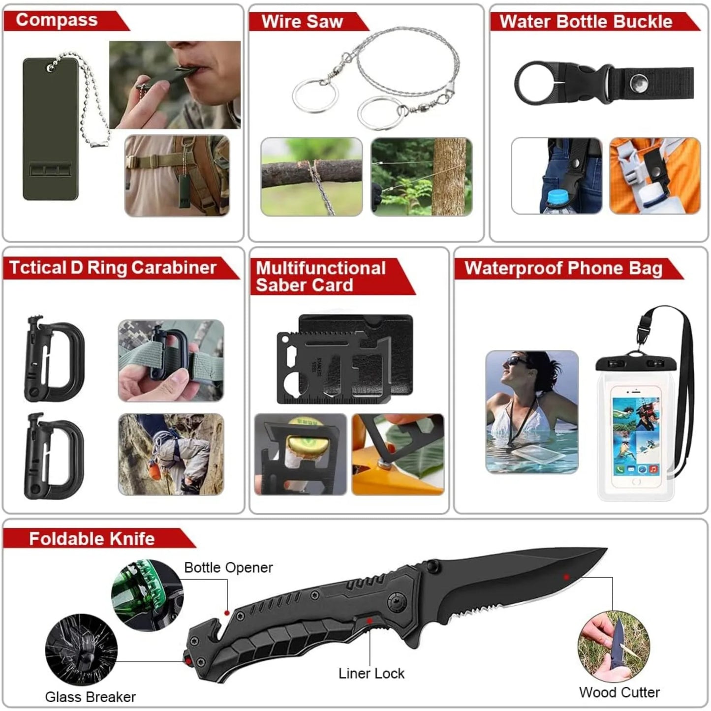 Ultimate Survival Kit with First Aid and Outdoor Gear - Safety First Gear 25