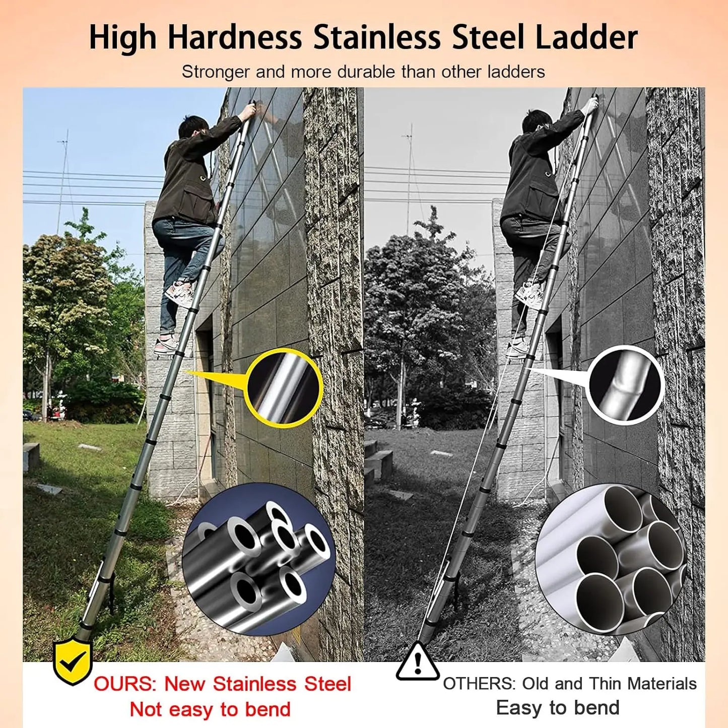 DayPlus Telescoping Stainless Steel Ladder Portable Extendable