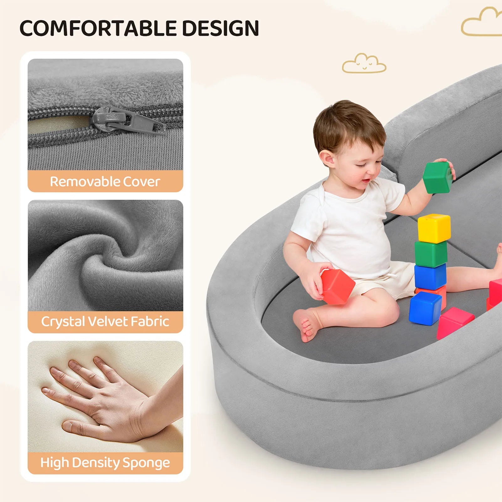 Hign Concerned Baby Folding Sofa Bed Skin Friendly Sponge - Safety First Gear 25
