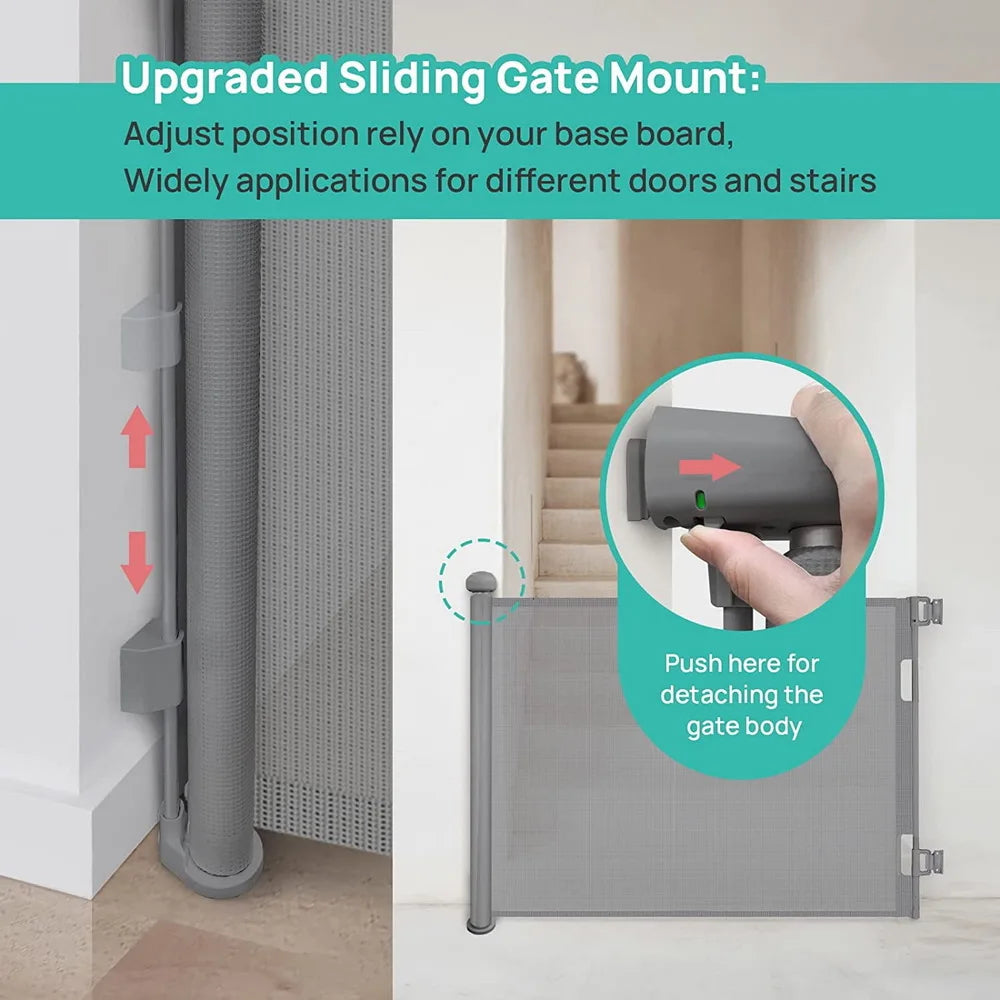 Retractable Baby Gate For Doorways And Stairs Indoor Outdoor Pet Gate