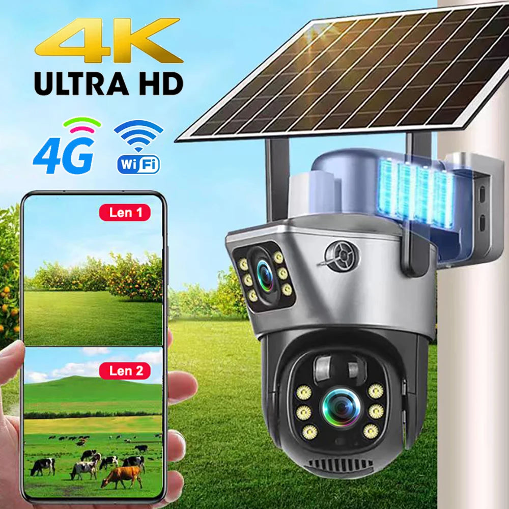 4G WiFi Solar Camera with Dual Lenses and Night Vision - Safety First Gear 25