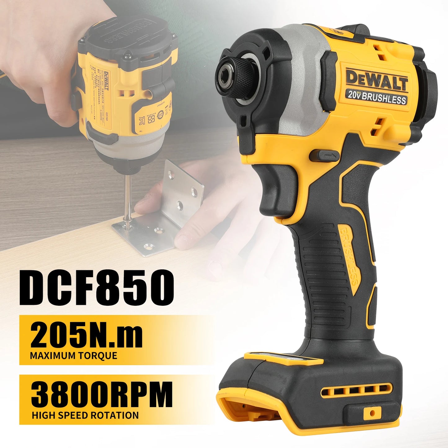 DeWalt 20V Max Brushless Combo Kit DCF805 DCD850 With Bag