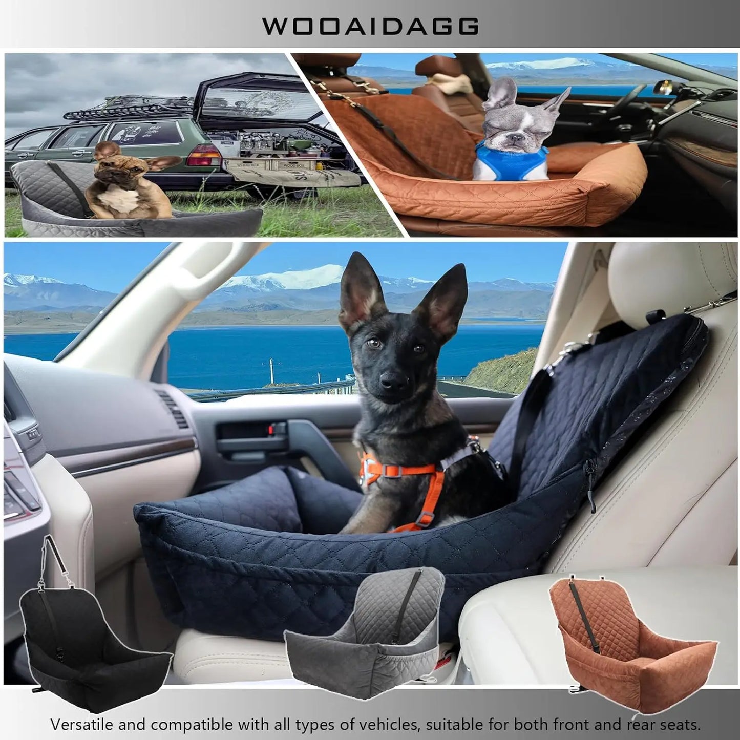 Dog Car Seat With Washable Cover And Memory Foam Cushion