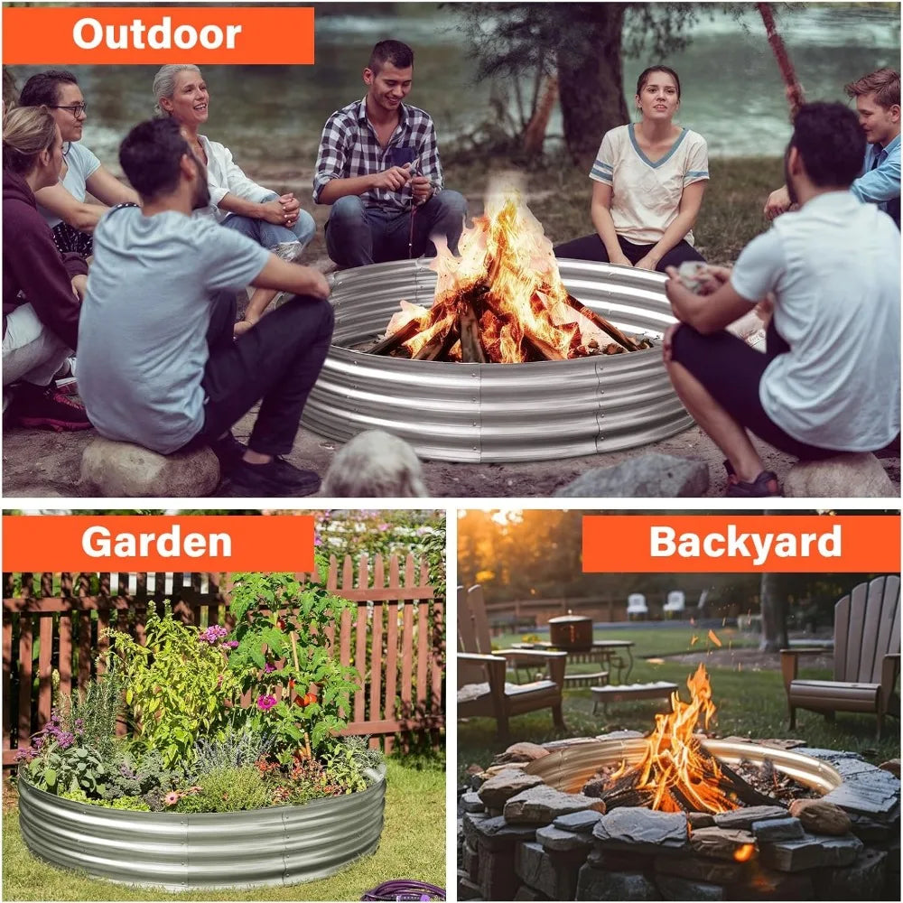 HGDThi Heavy Duty Galvanized Steel Fire Pit Ring Outdoor - Safety First Gear 25