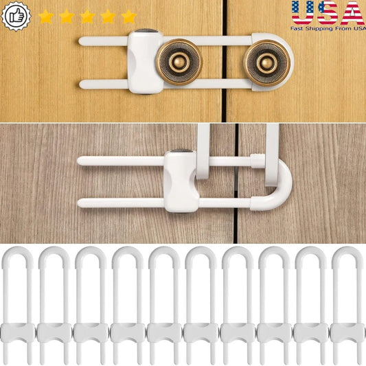 10 Pack U Shaped Child Cabinet Locks InterlockingAntipinchChildproofingSafetyLatches - Safety First Gear 25
