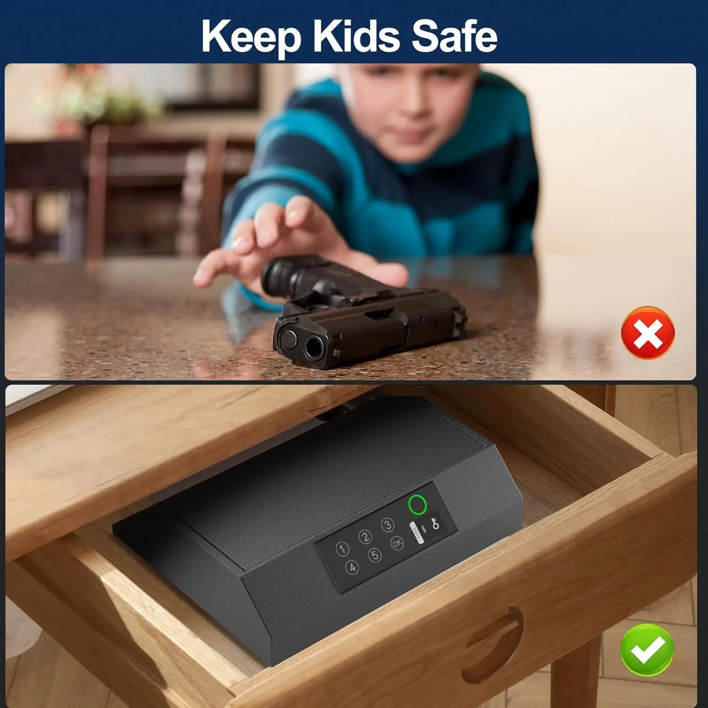 Biometric Pistol Safe With Quick Access Fingerprint Lock - Safety First Gear 25