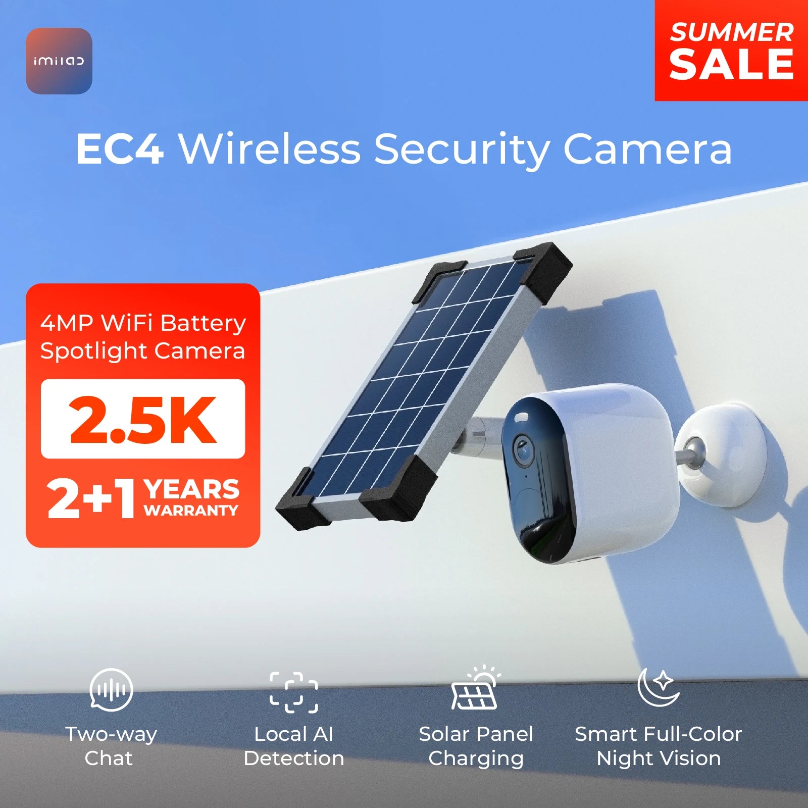 Imilab Solar WiFi Outdoor Camera 2K Surveillance System - Safety First Gear 25