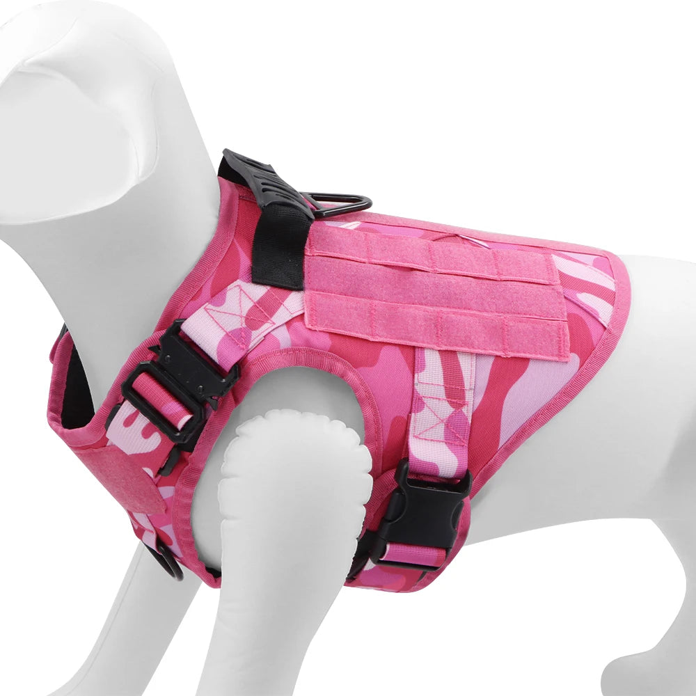 Military Pink Camouflage Dog Harness for Tactical Training - Safety First Gear 25