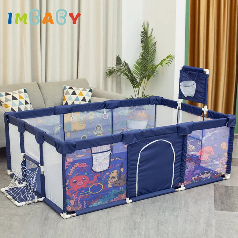 IMBABY Playpen With Basketball Fence For Children Safety