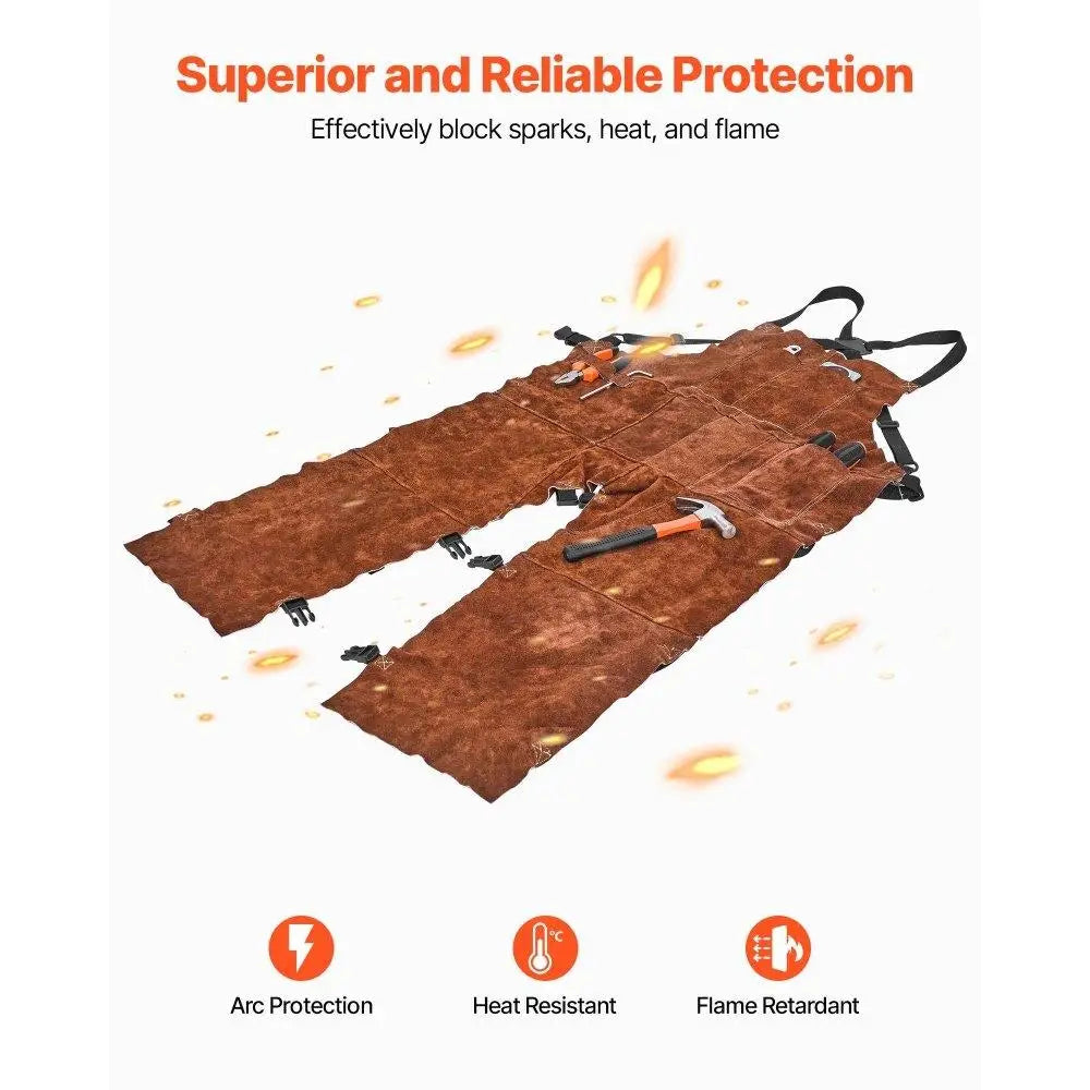 Heavy Duty Flame Resistant Cowhide Leather Welding Apron - Safety First Gear 25