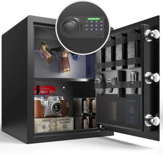 Gun Safe for Handguns with Silent Mode and Organizer Features - Safety First Gear 25
