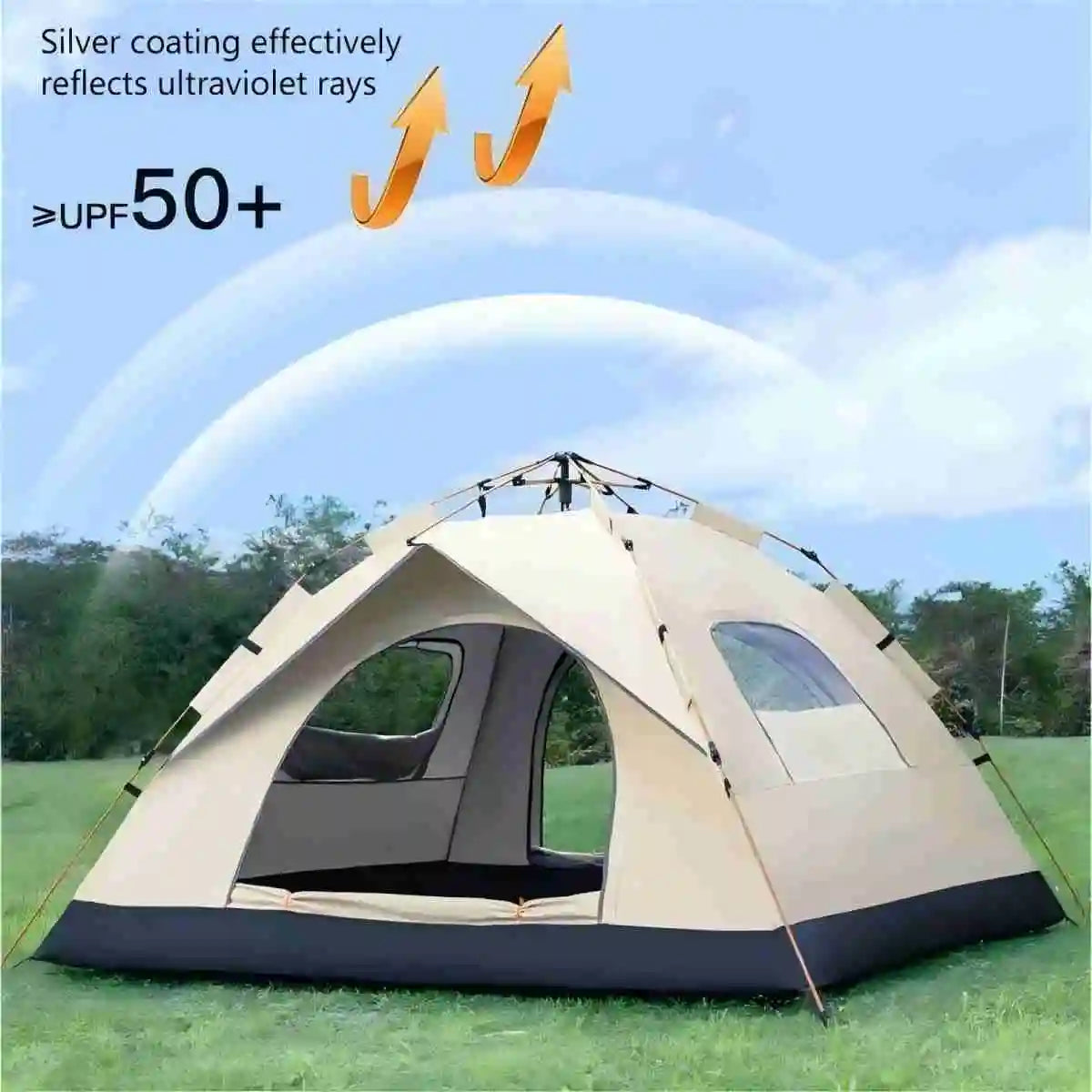 Premium Outdoor Sunshade Camping Tent with Dual Doors and Windows - Safety First Gear 25