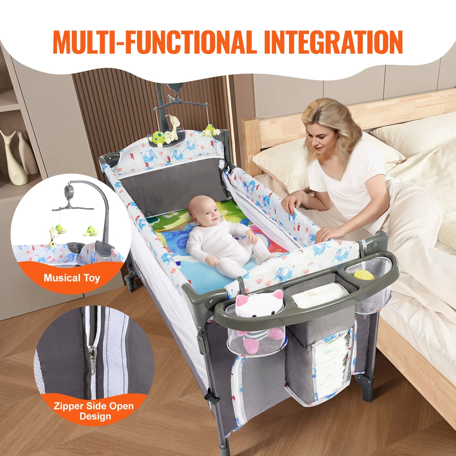 SucceBuy Baby Bassinet Bedside Sleeper With Storage Wheels - Safety First Gear 25